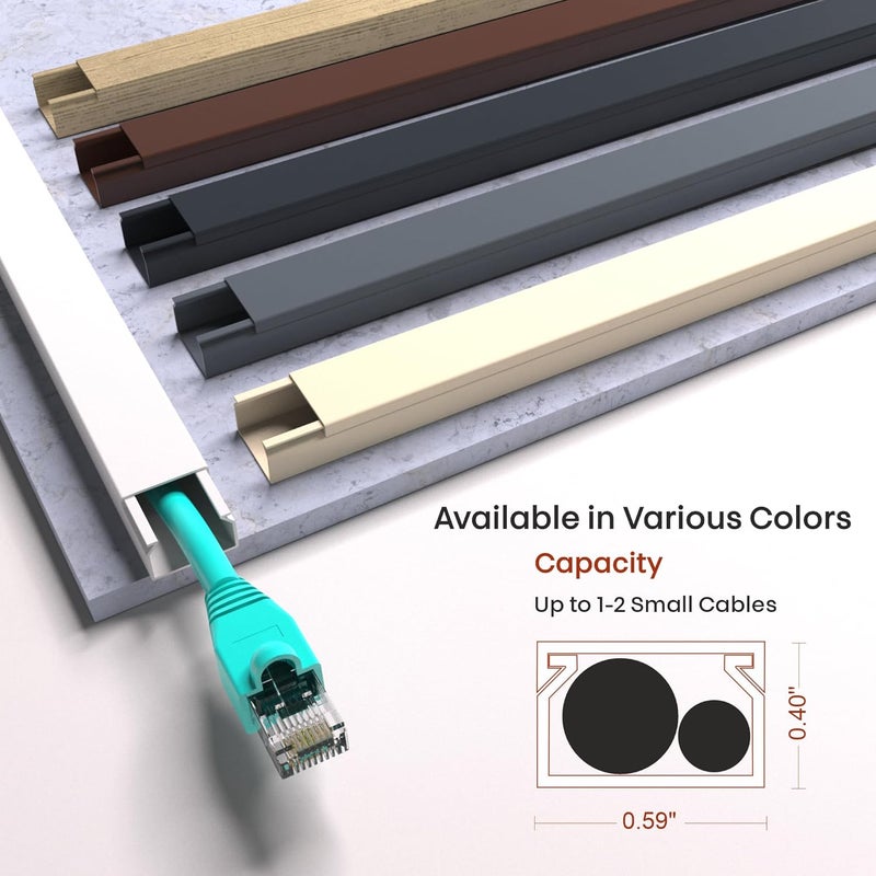 EZA 157in Cord Hider for 1-2 Wire, Self Adhesive One-Cord Channel Cable Concealer, Paintable Cable Covers for TV Cords on Wall, Cable Raceway Kit for Extension Cord, Ethernet Cables, Speaker Wires - Image 2